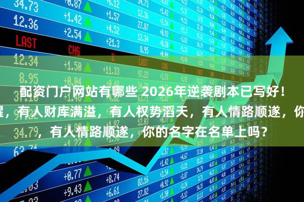 配资门户网站有哪些 2026年逆袭剧本已写好！这三大星座天命觉醒，有人财库满溢，有人权势滔天，有人情路顺遂，你的名字在名单上吗？